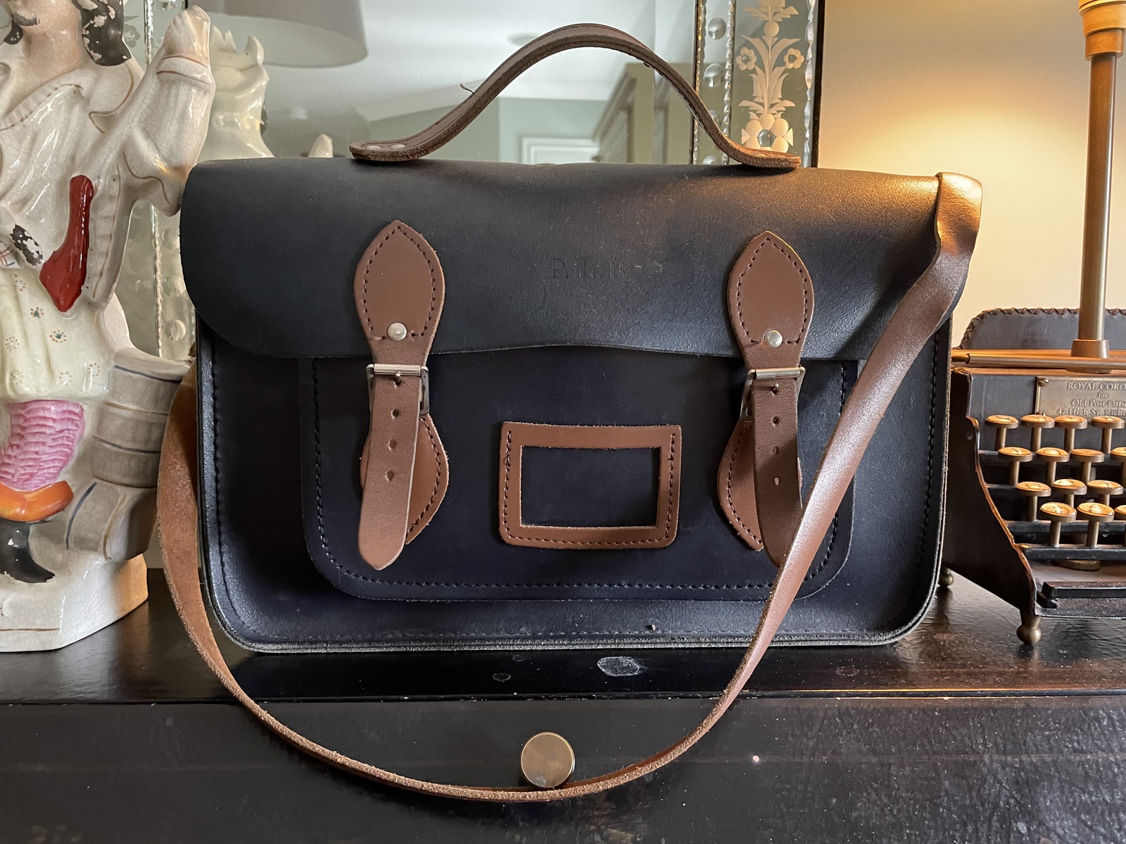 A leather satchel